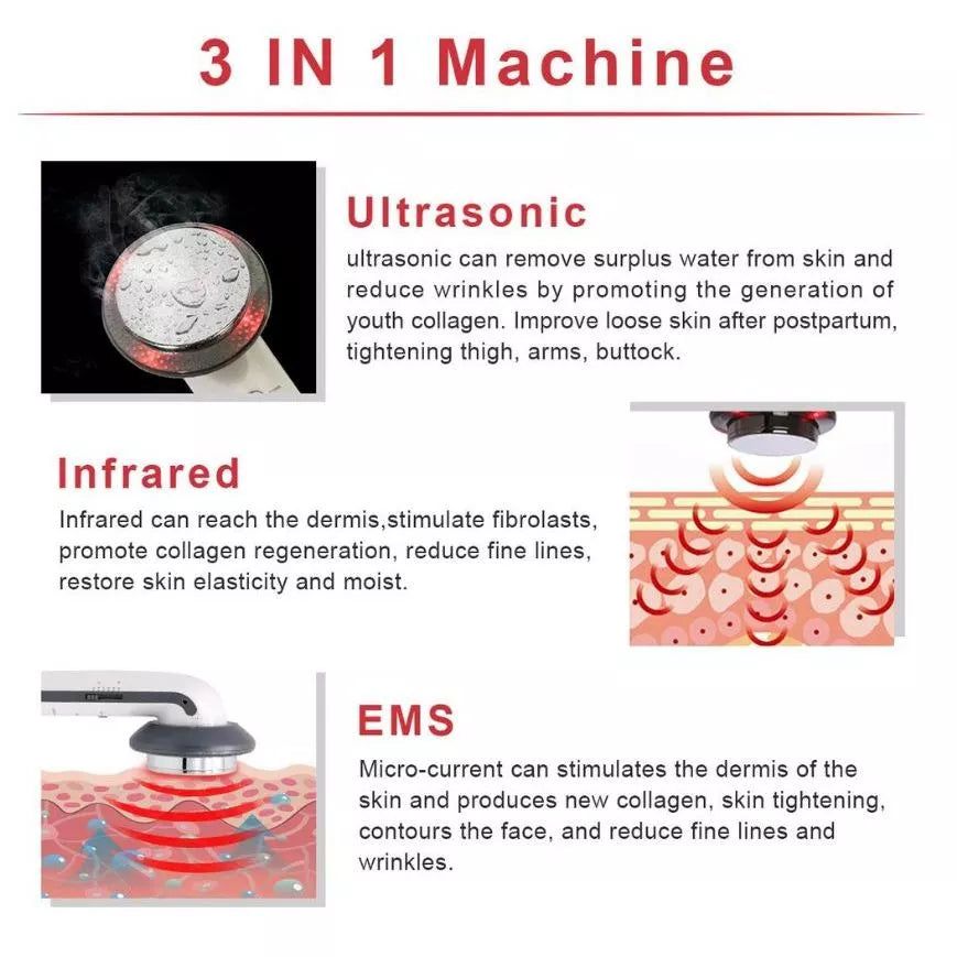 VISAGE 3 in 1 Body Slimming Machine Ultrasonic Lipo Cavitation Fat Burner RF Slimming Body Massager